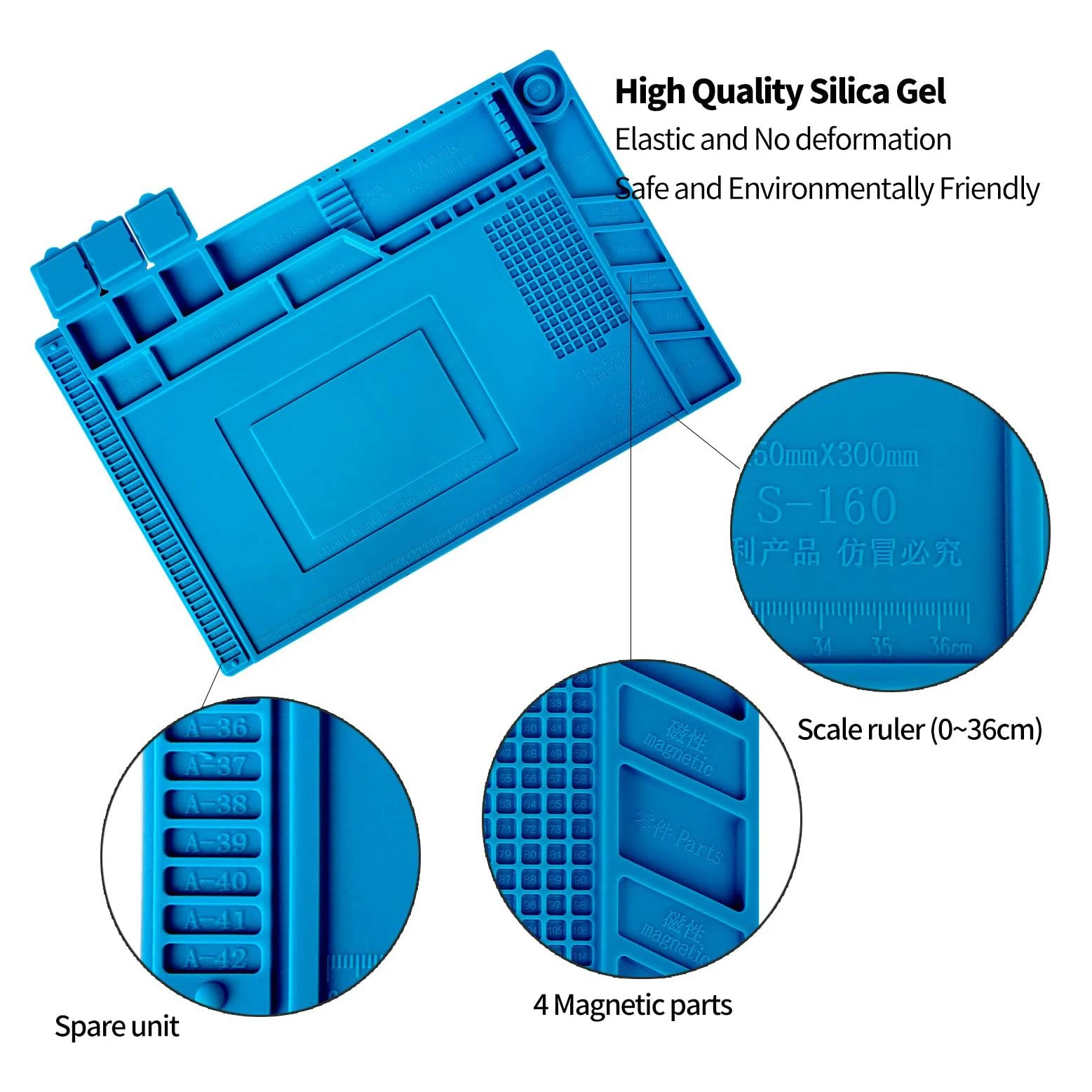 17.8*11.8 inches Silicone Soldering Mat Insulation Heat Resistant Pad Board for BGA ,Workbench, Cell Phone Laptop Repairing