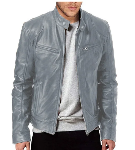 Real Leather Aniline Zipper Black Men Biker Jacket with Quilted Viscose Lining and Inside Outside Pockets Custom Logo For Men