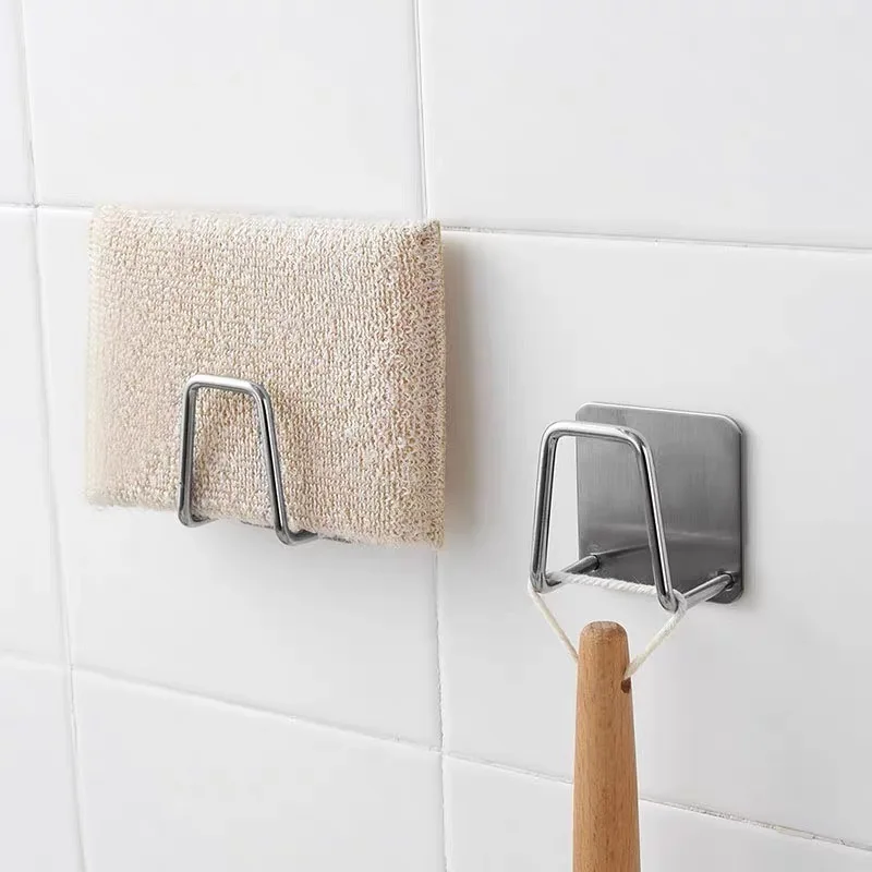 No-Drill Kitchen  Accessories  304 Stainless Steel Sponge Drain Rack Wire Ball Pot Cover Storage Wall-Mounted Utility Rack