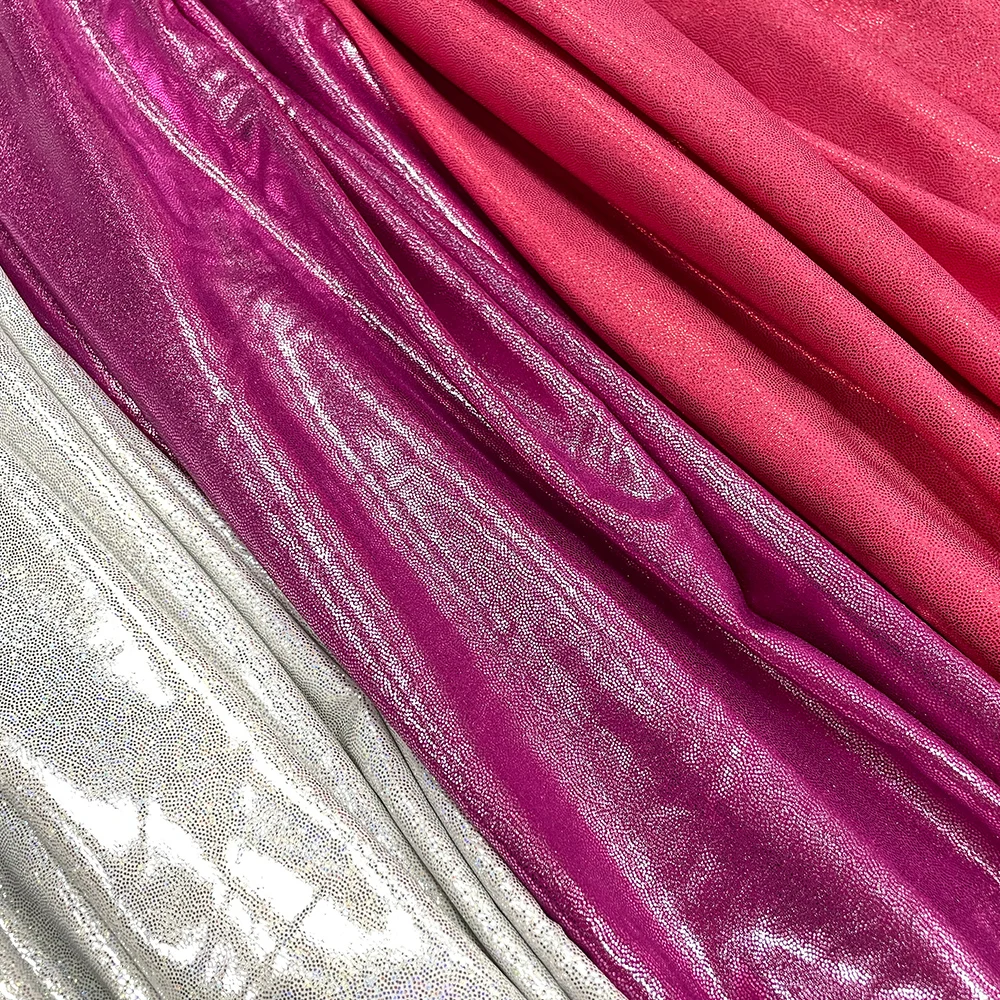 China Wingtex spandex dance wear leggings nylon holographic silver foil print fabric