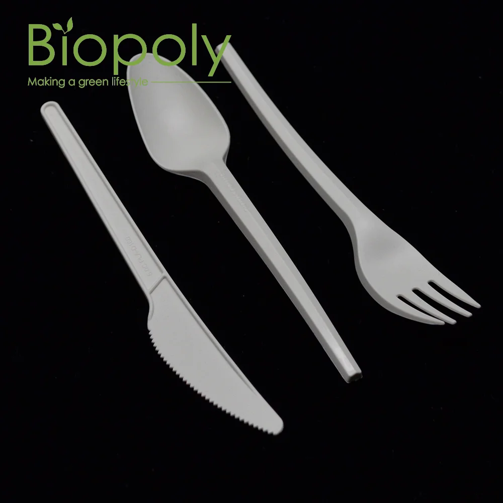 Biopoly oem  pla flatware cutlery sets ,flight plastic spoon fork and knife kit ,disposable plastic cutlery packs