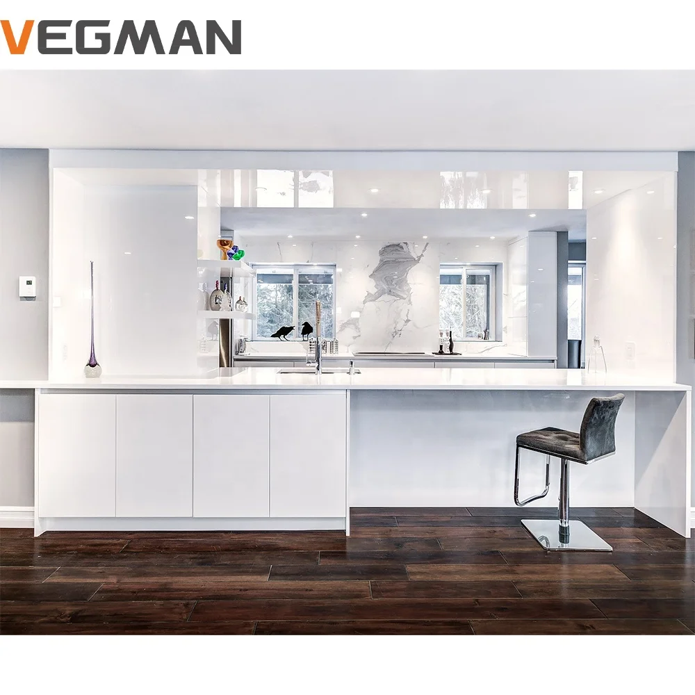 kitchen units gloss set modern designs smart waterproof handless mdf kitchen cabinet