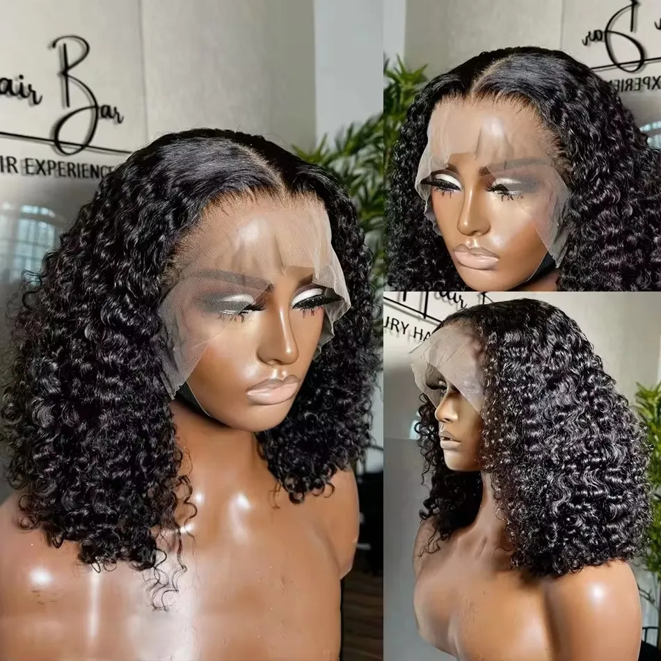 Cheap Hot Sales Short Bob Pixie Cut HD 13X4 13X6 Lace Frontal Closure Wigs Deep Curly Peruvian Virgin Human Hair Black Women Wig