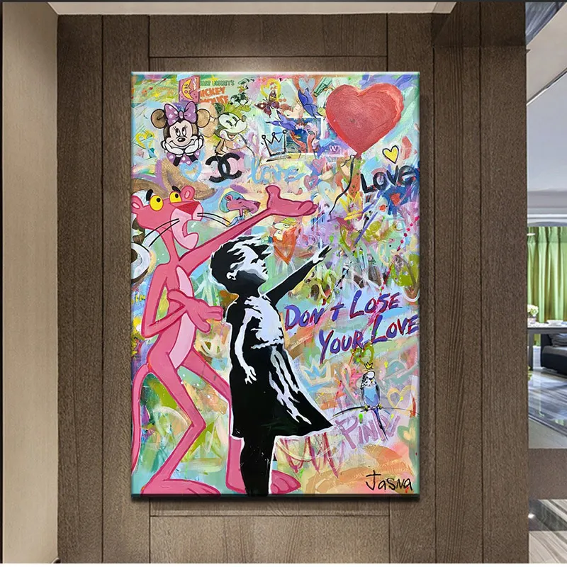 Pink Leopard Banksy Shredded Artwork Fashion Graffiti Abstract Decor for Home Living Room Bedroom Print Posters Canvas Paintings