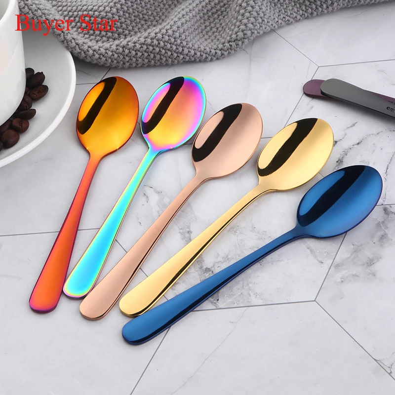 Customize logo 304 stainless steel multi-colors tea coffee spoon