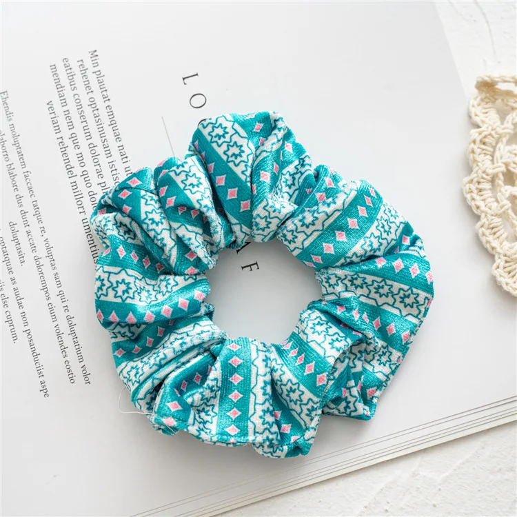 Genya Christmas Green velvet Hair Scrunchies Custom Large hair scrunchie elastic band Hair Accessories For Women Girls