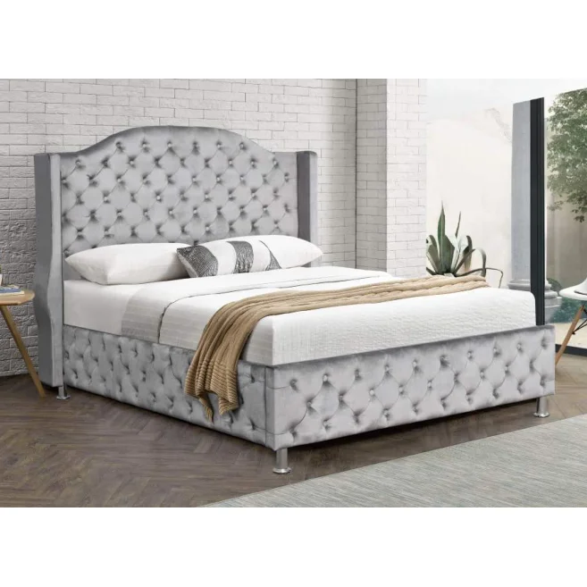 Gray color high headboard king twin size Furniture Tufted Upholstered Bed