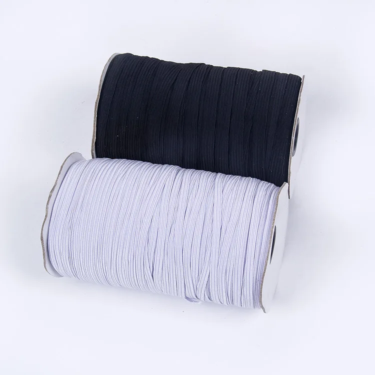 
Factory Price Wholesale White And Black Flat Braid Elastic Band Cord 