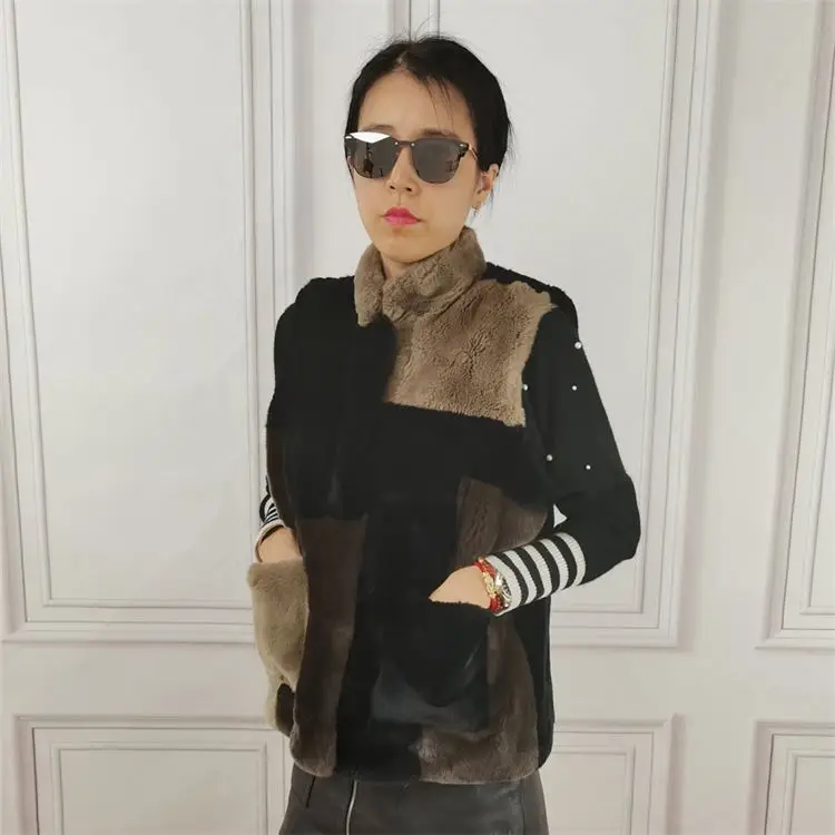 MONETCAT Quality handmade fur vest Rex rabbit vest