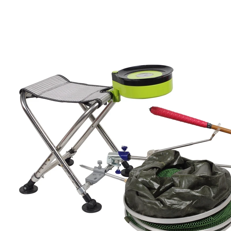 Maza Stainless Steel Portable Folding Stool Multifunctional Fishing Chair for Outdoor & Park Use Modern Design Metal Material