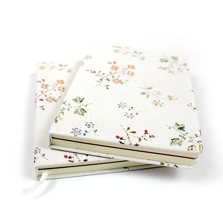 Flower custom design fabric cover dotted manifestation journal notebook