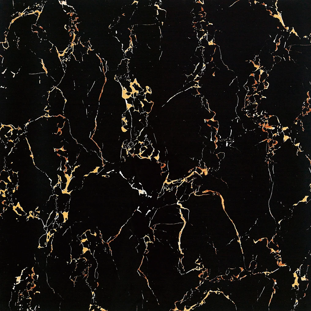 foshan Ceramics 600x600 Gold lines Black Glazed black marble tiles ceramic porcelain tiles for floor