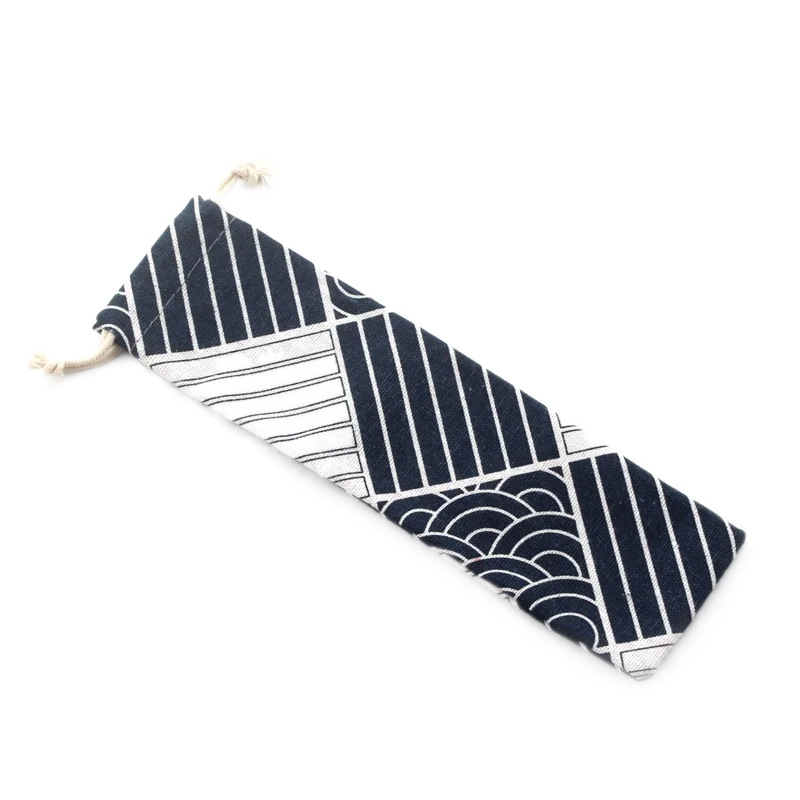 stainless steel metal drinking straw packing pouch drawstring pattern cotton bag with customized logo