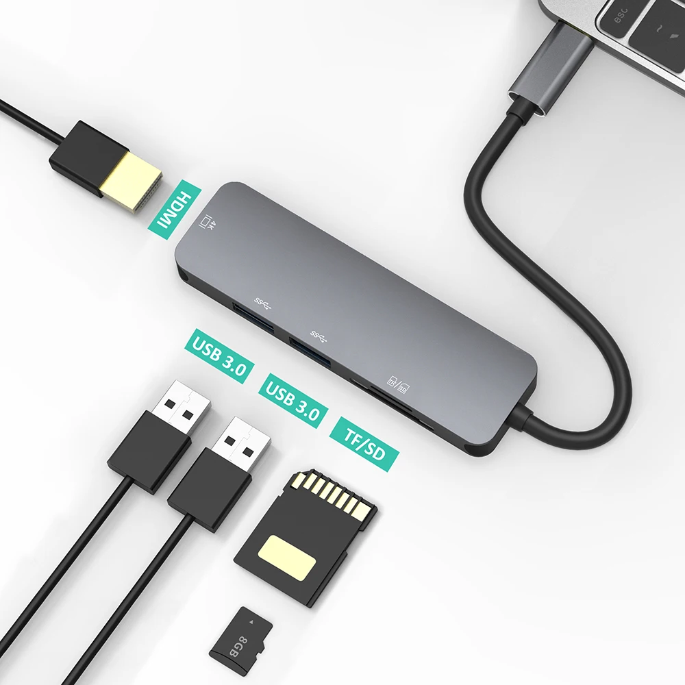 New Arrival Multimedia 5 IN 1 USB  Type C Hub for Movies Presentations and More