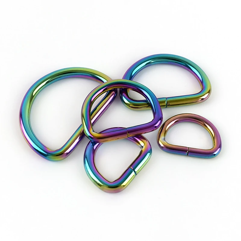 MeeTee F4-6 13-38mm Custom Colorful Iron Wire D-shaped Buckle Hardware Accessories for Dog Collar D Buckles Bag Strap D Ring