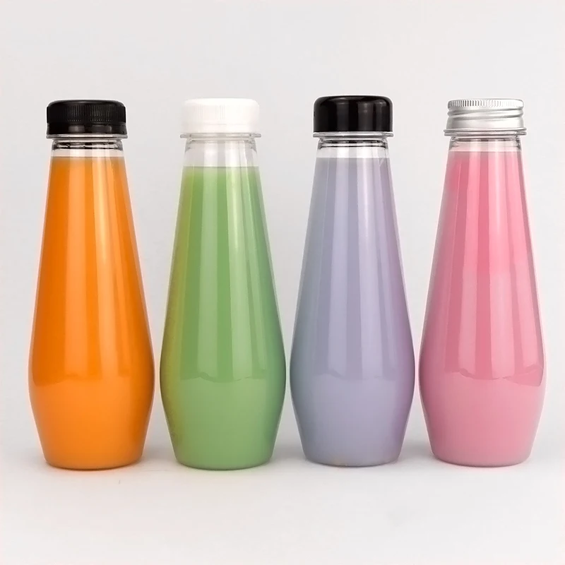 Custom 150ml 200ml 250ml 300ml 320ml 500ml Biodegradable  PET Plastic Fruit Juice Beverage Bottles For Packaging