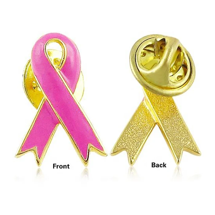 Wholesale Festival Lapel Pins Cancer Badge Awareness Women Pink Blue Red Ribbon Lapel Badge Enamel Pin