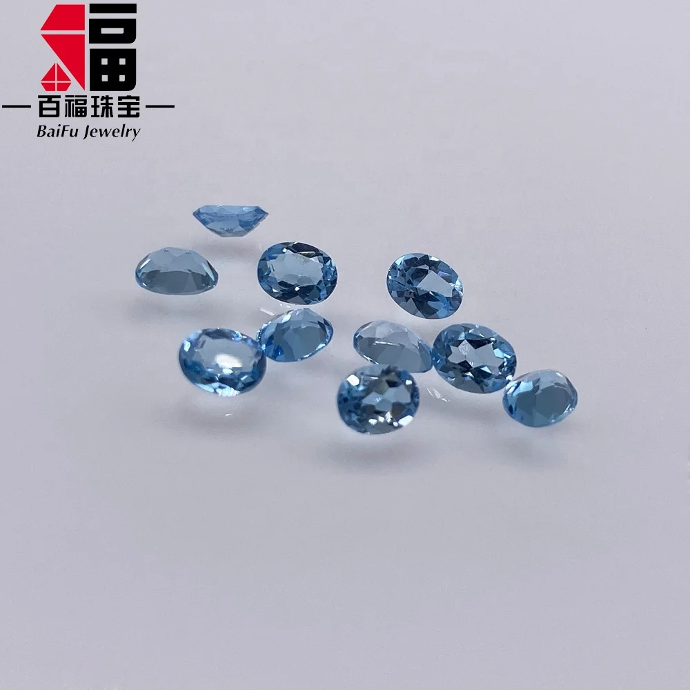 Натуральные граненые драгоценные камни с голубым топазом овальной огранки 4*5 мм распродажа драгоценных камней