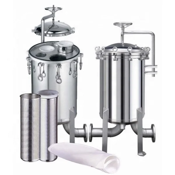 Use for Strong Alkali Acids Corrosive Liquids Filtration 316L Material Stainless 7'*16' Three-core Bag Filter Housing