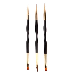 Professional 3pcs Acrylic Nylon Fine Liner Gel Striping Double Side Nail Art Brush