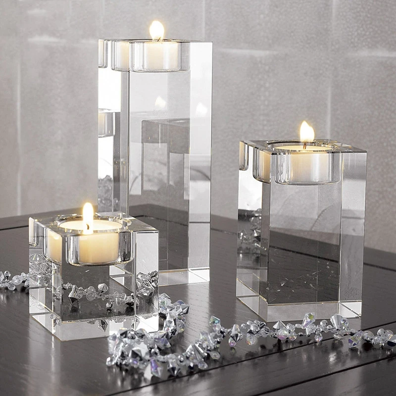 Home Decoration Crystal candlesticks for candles Crystal Tea Light Centerpieces Wedding Table Centerpieces Candle Holders Stand