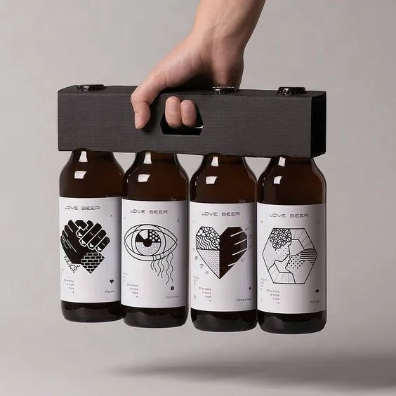 Custom Printed Cardboard 6 Bottle Beer Carriers Recycled Six Pack Wine Glass Packing Box with Handle