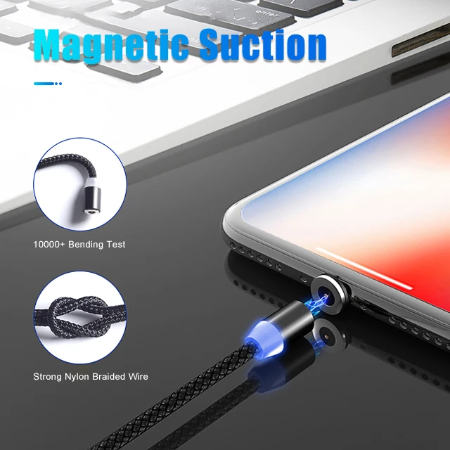  Новый СВЕТОДИОДНЫЙ Магнитный зарядный кабель 3 в 1 micro usb type