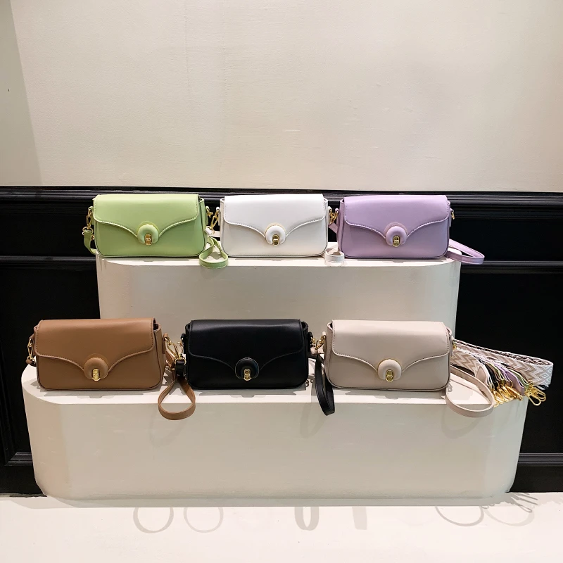 2023 Wholesale Wide Strap Designer Handbags for Women Luxury PU Leather Purses and Handbags Custom Logo Famous Brands