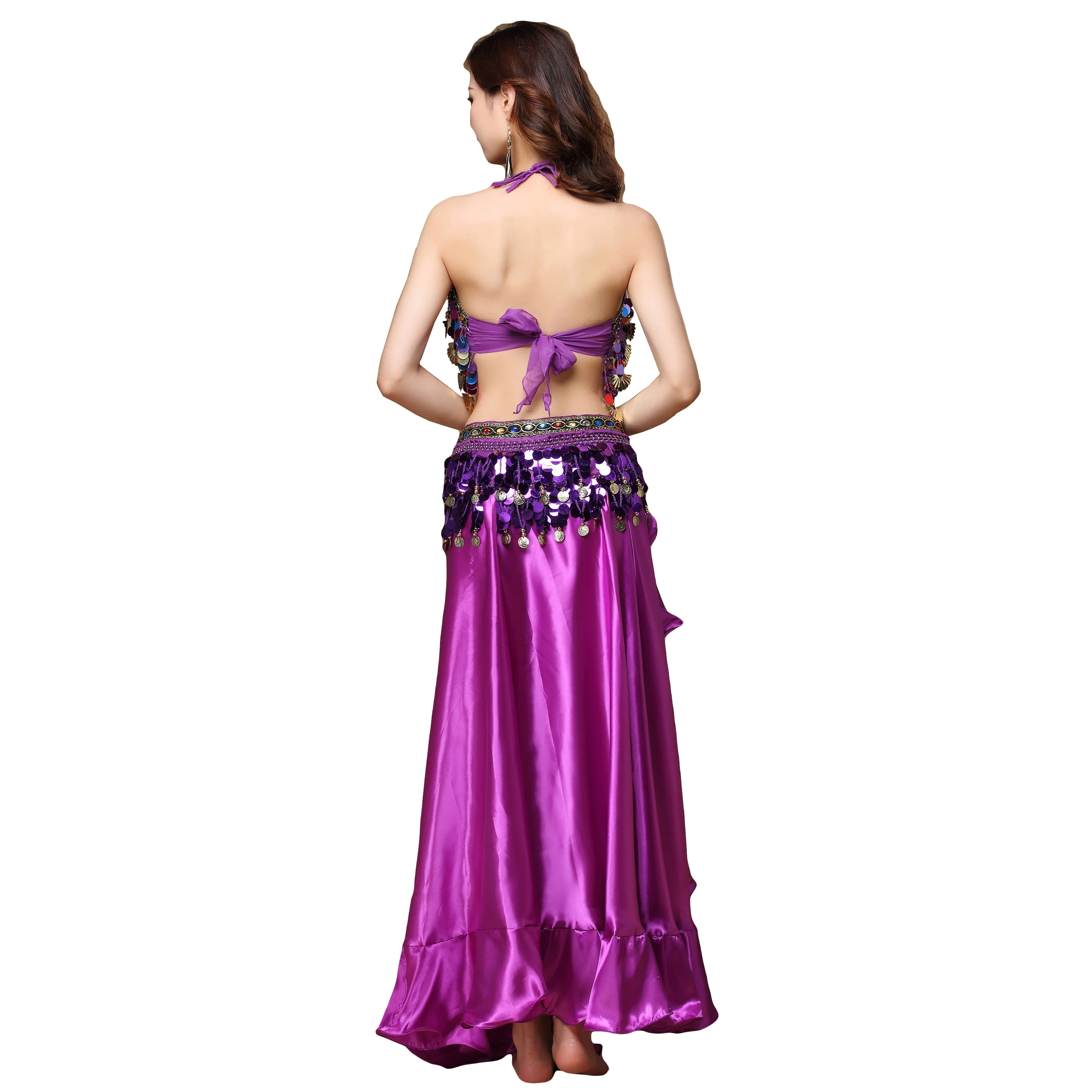 Костюм для танца живота, с бюстгальтером, юбкой и шарфом на бедрах