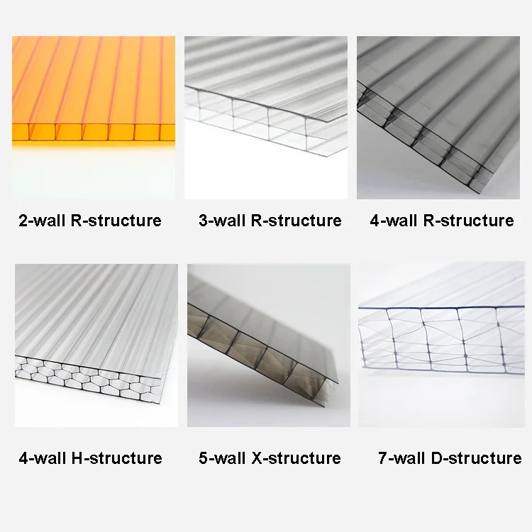 Manufacture Sale Clear Green Blue Red Pink Color Twin Wall Hollow Polycarbonate Panels