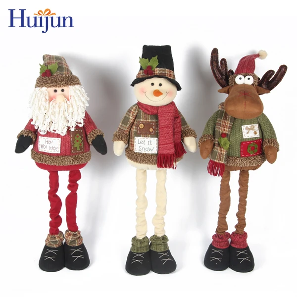 Christmas Crafts Novelty Christmas flexible Standing doll decoration Plush Xmas Doll with Retractable Legs Personalized ornament