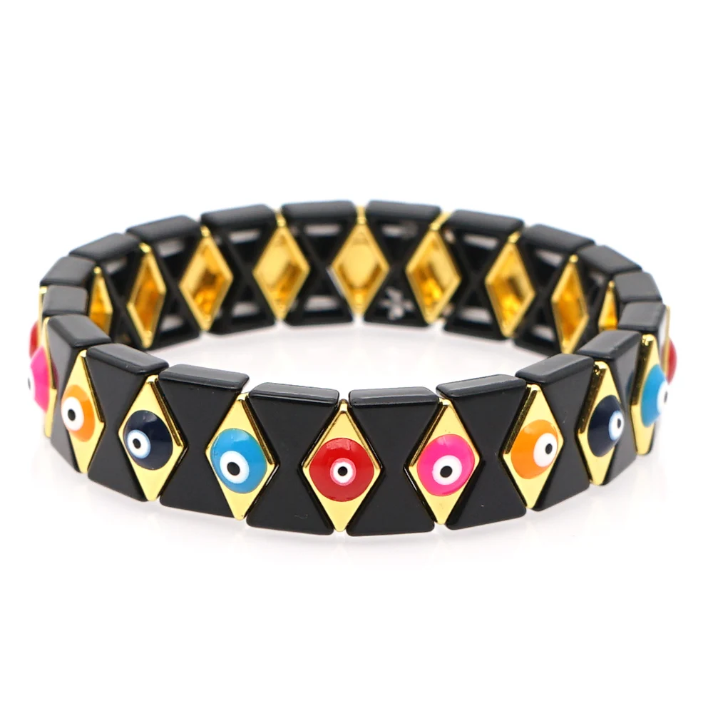High End Alloy Enamel Tile Rainbow Bracelets Turkish Evil Eye Pulseras Mujer Moda 2020 Summer Beach Fashion Jewelry