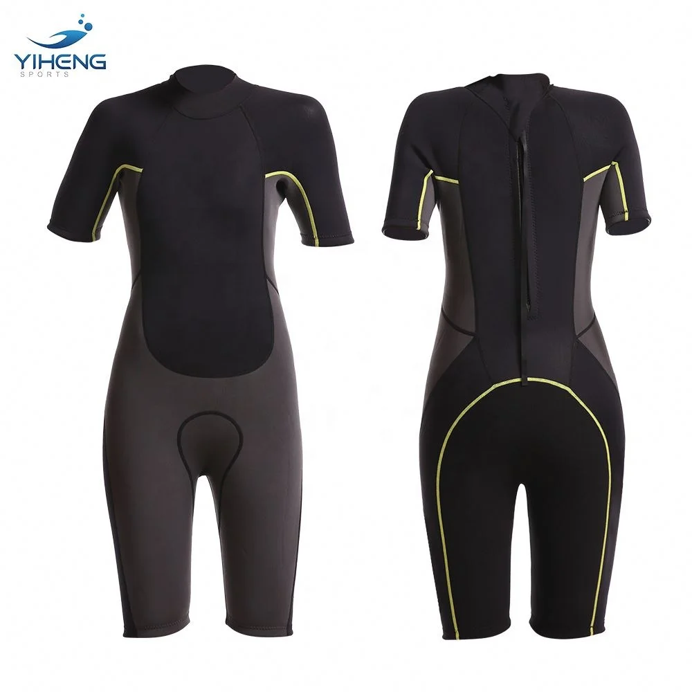 YIHENG Custom Super Elastic Ladies Short Sleeves Deep Diving 36mm Neoprene Scr Cr Surf Wet Suits Shark Skin Surfing Wetsuit