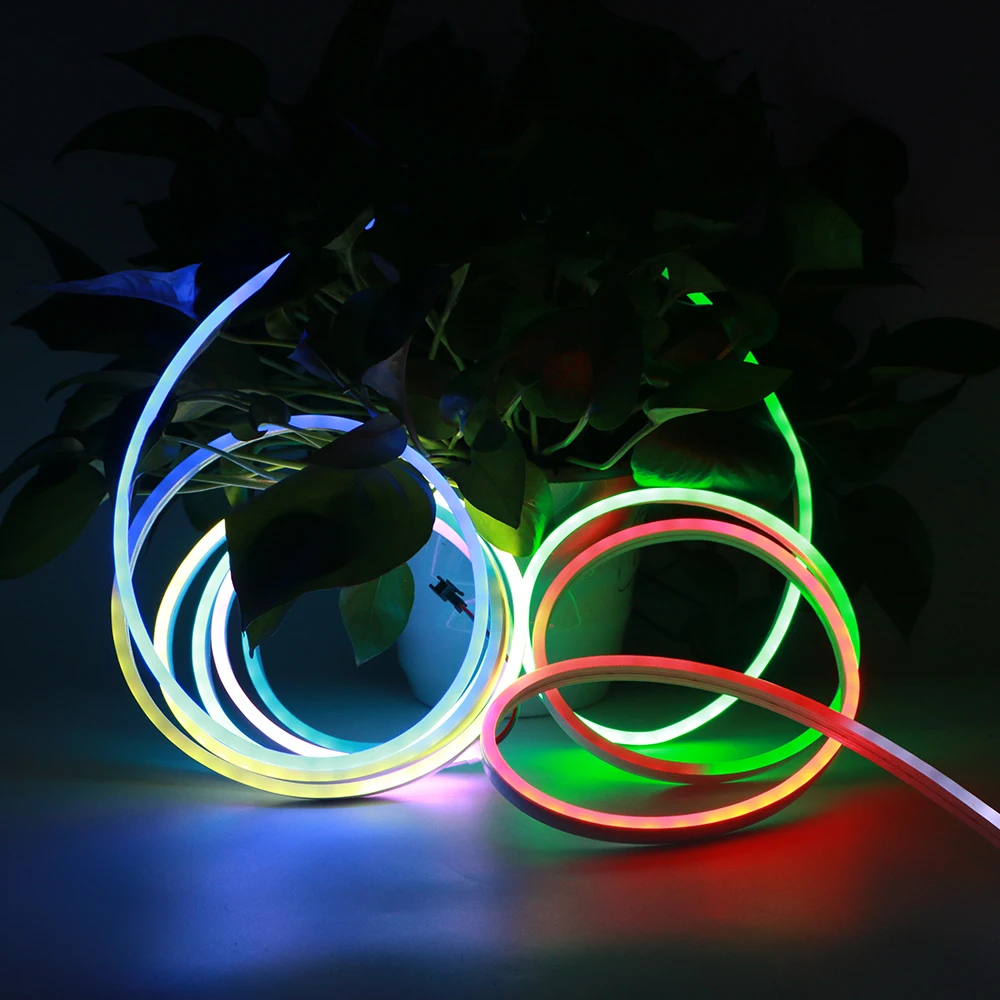 Гибкий светодиодный неоновый светильник 12 В RGB цифровой SMD2835 SMD5050 на метр