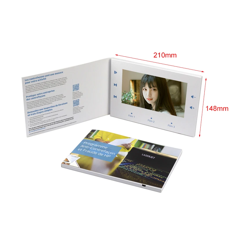 7 inch lcd screen video brochure invitation greeting card for gift birthday Christmas souvenir holiday