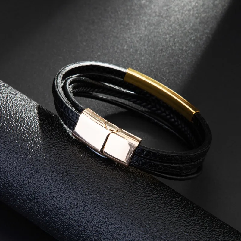 Factory direct sales in Europe and the United States new simple gold hand-woven leather bracelet fashion accessories