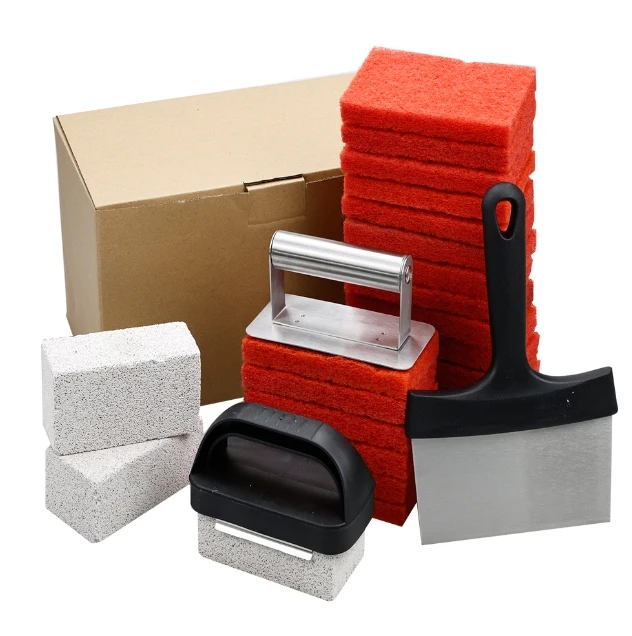 Grill Scraper for Blackstone Griddle Cleaning Kit, BBQ Pumice Stone Cleaning Bricks and Cleaning Brush Sponge Pads