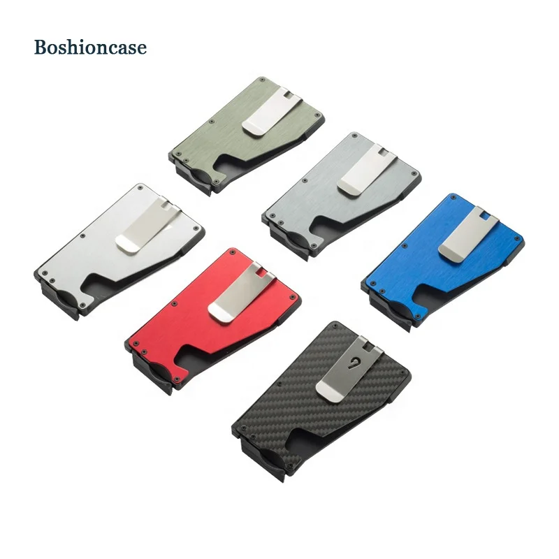 Minimalist Metal card holder wallet RFID carbon fiber wallet aluminum money clip Automatic Pop up RFID credit Card Holders