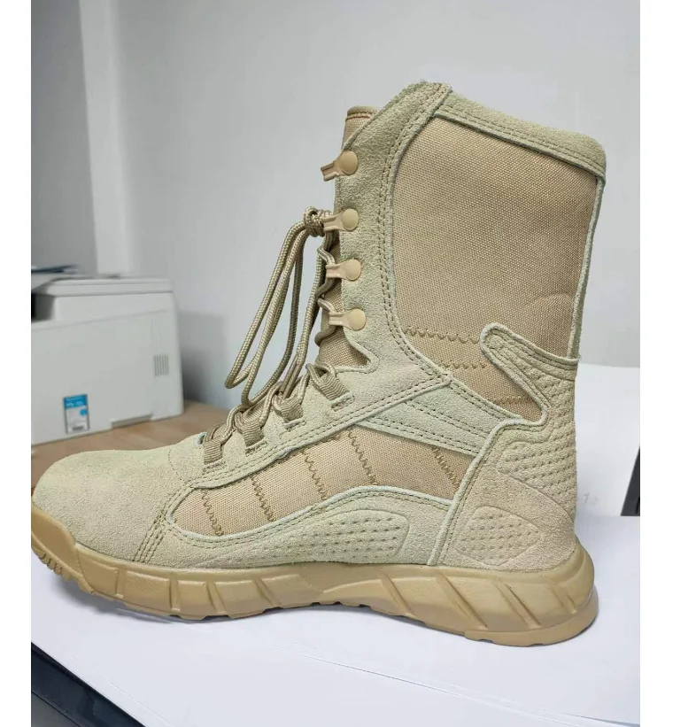 TSB0109 stock ready ship black color    9.5 inches Light weight desert boots  PU  outsole  Suede cow leather combat shoes