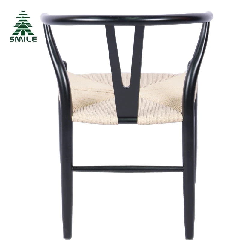 High Quality Black Solid Wooden Chairs New Modern Beech Dining Chairs Wishbone Chairs With Armrest