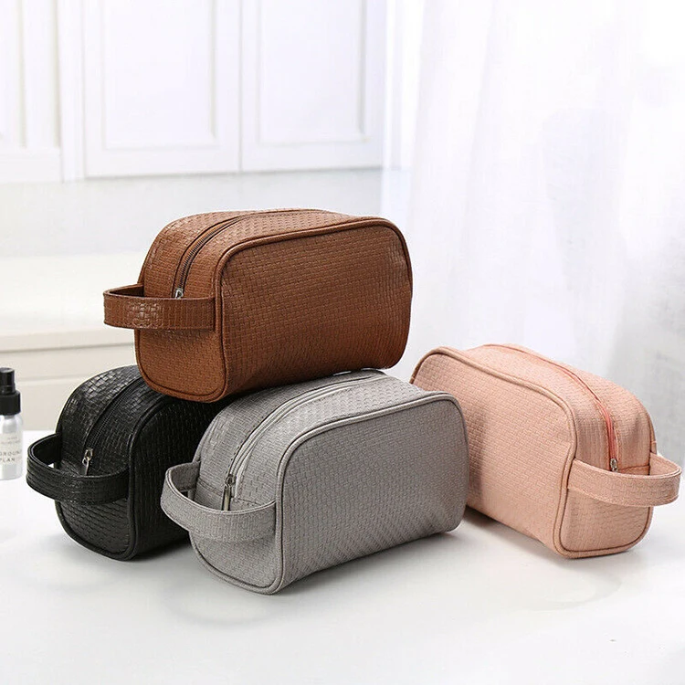 Large PU Leather  Men Makeup Cosmetic Bag Toiletry Kit High Quality PU Leather Men Wash Bag