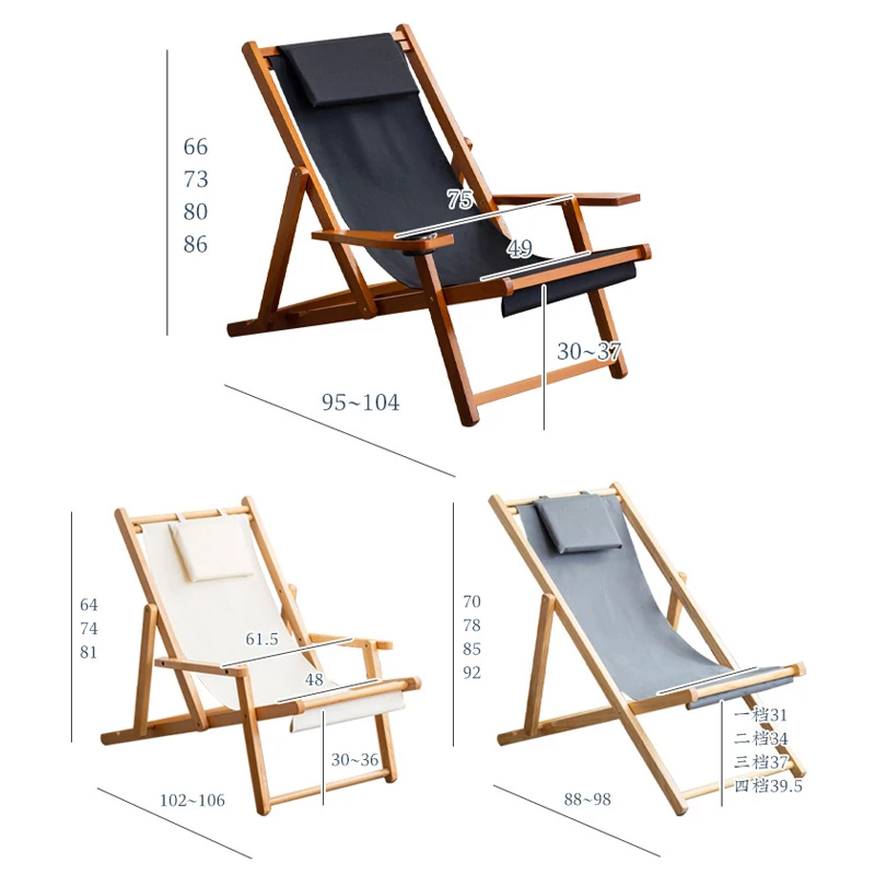 Wholesale Folding Wood Beach Chair Custom Portable Foldable Beach Chairs Deck Chairs With Custom Logo