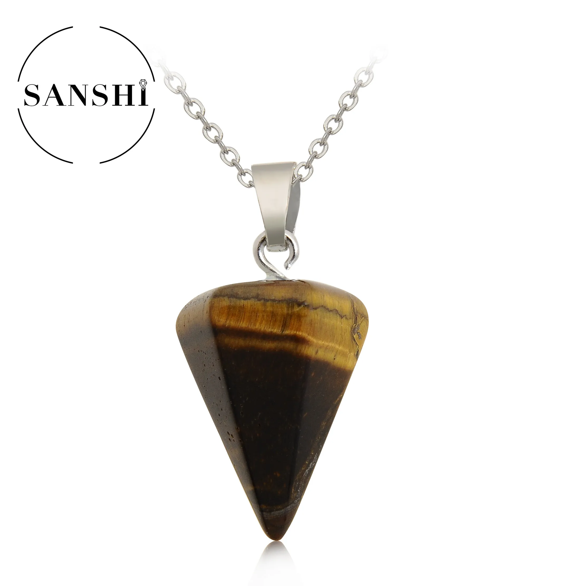 Wholesale Multicolor Nature Stone  Hexagonal Cone Pendant Charm Pendants Agate Pendants