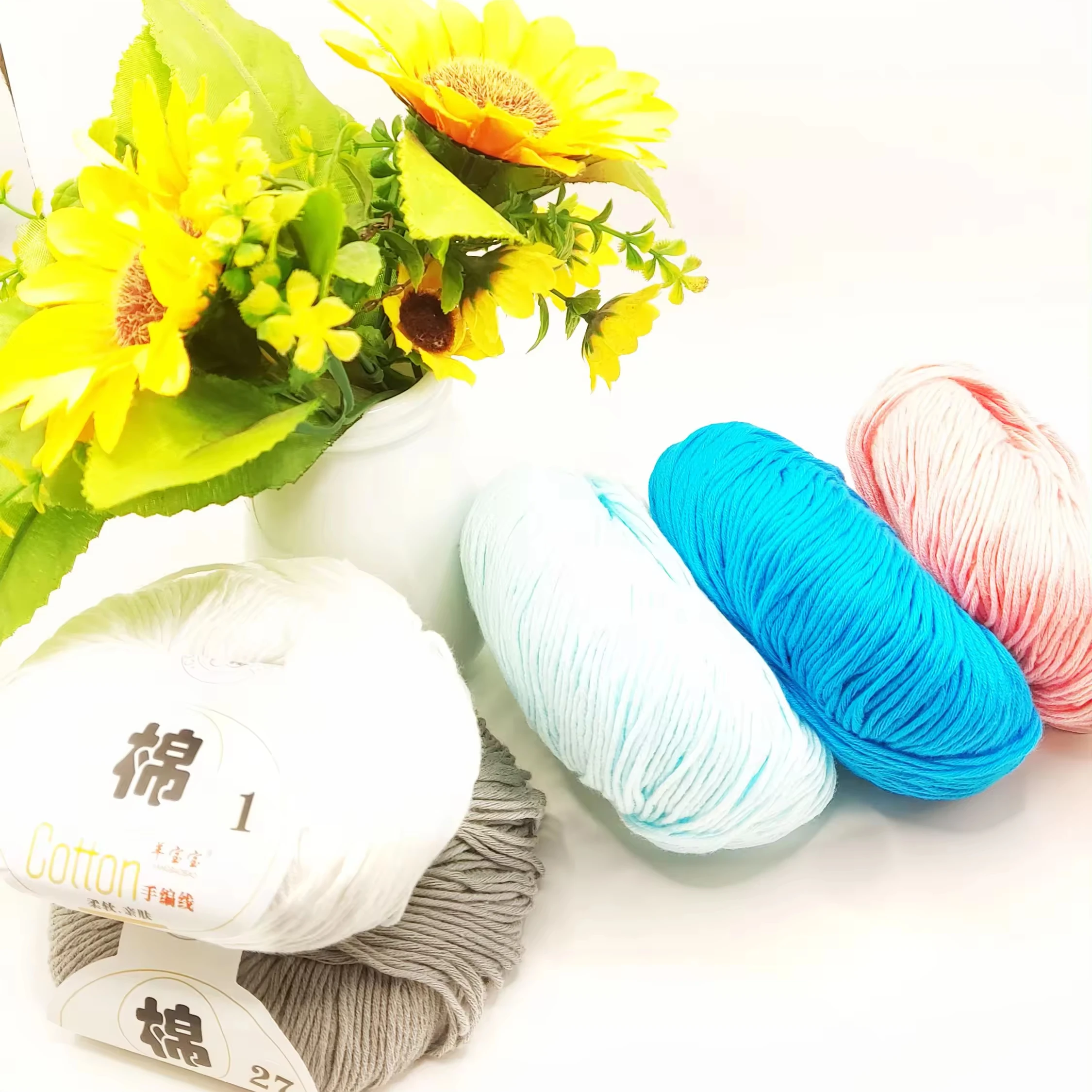 Eco-Friendly 10 PLY Pure Cotton weaving Yarn 100% cotton crochet Knit Cotton Yarn For Baby