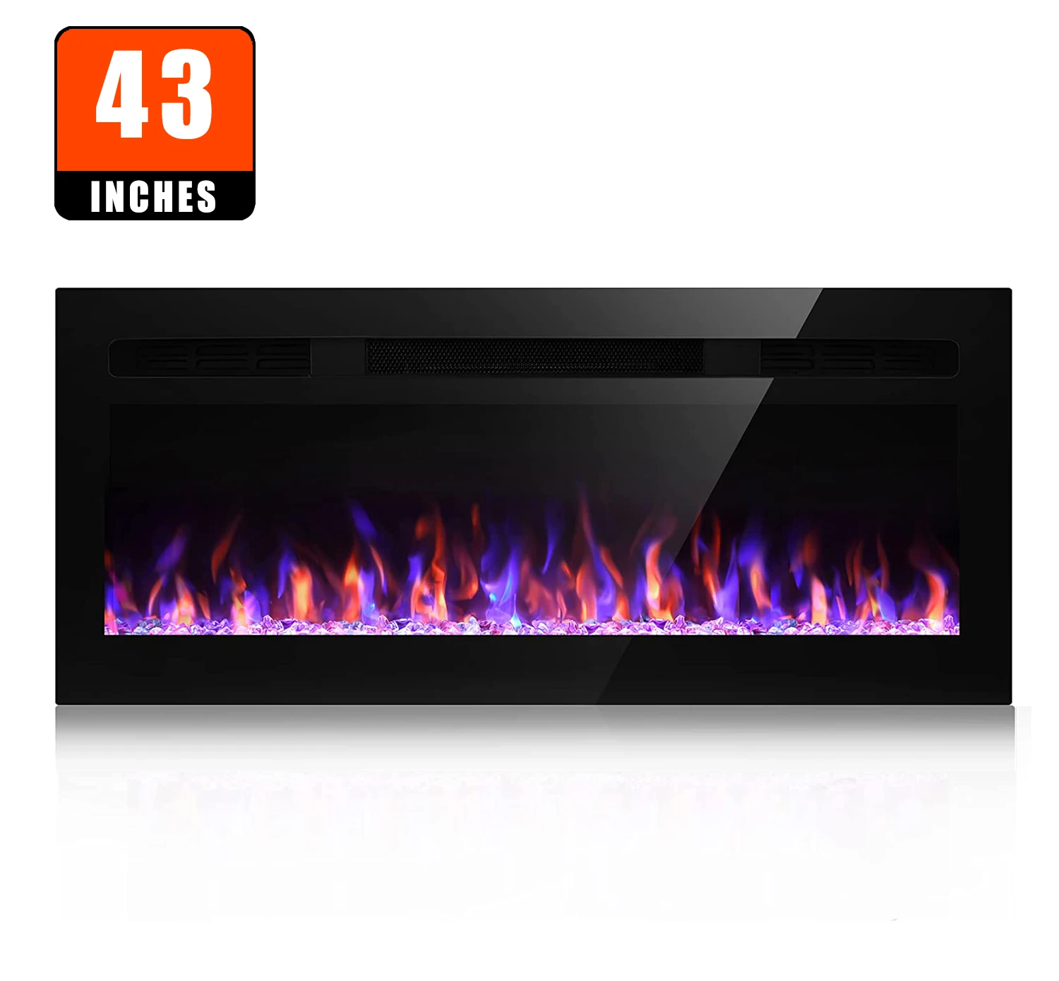 43 Inch Electric Fireplace, Recessed Fireplace Insert and Wall Mount Fireplace Heater with Remote & Touch Control, Adjustable