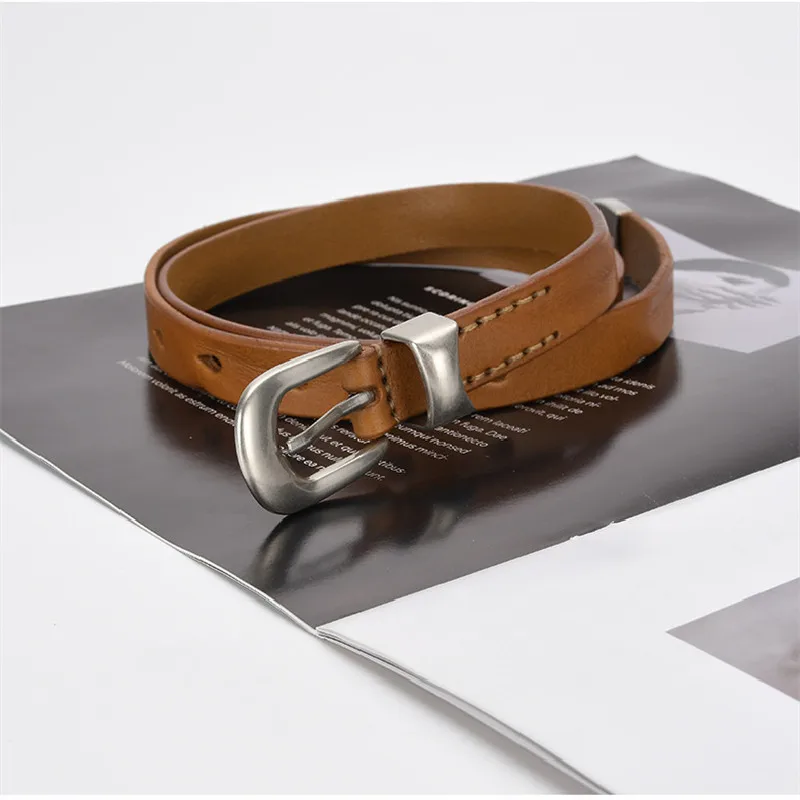 New Product China Hot Sale Leather Material Women Belt Eco-friendly Vintage Coffee  Lady Belt