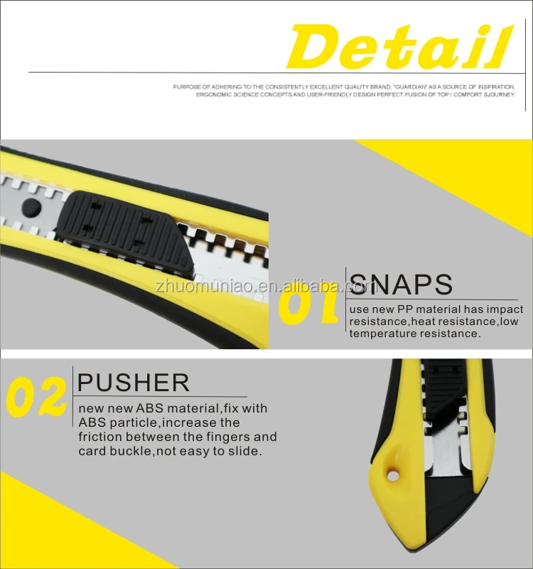 18 mm snap off plastic knife auto locking wallpaper safety retractable cardboard paper cutter