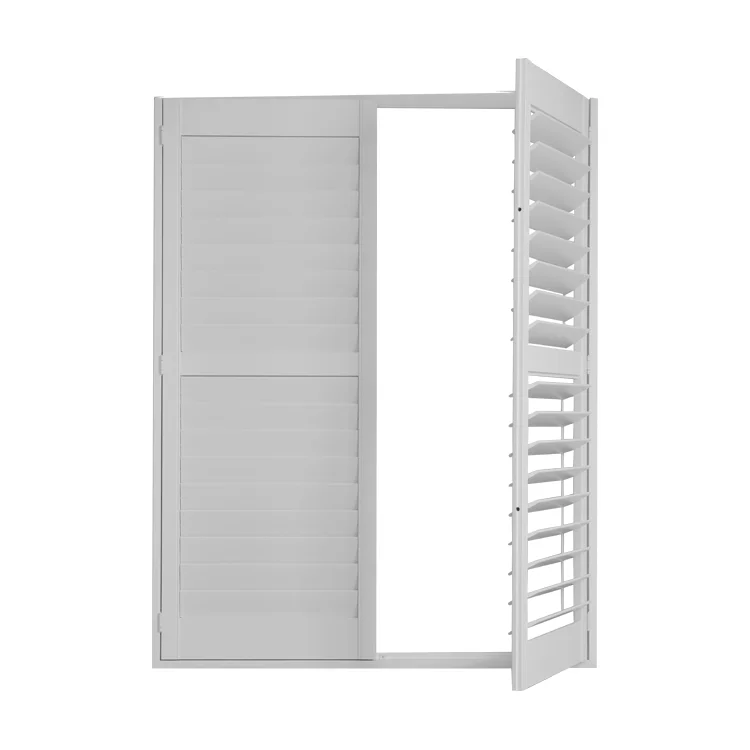 Luxury Home Decor Plantation Shutters Sound Proof Fire Rated Pvc Plastic Horizontal Ventilation Sliding Shutter Doors