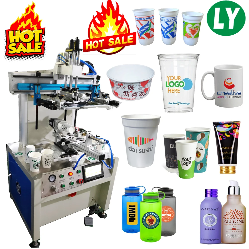 4 color cup bottle jar screen printer multiple color plastic cup paper cup screen printer with auto register