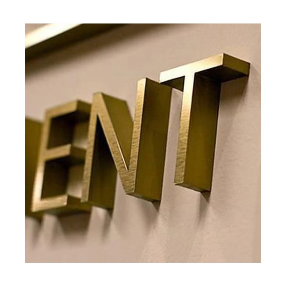 Sample Business Letter Logo Customized Golden Stainless Steel Channel Letter Sign Gold 3d Metal Name custom Letter